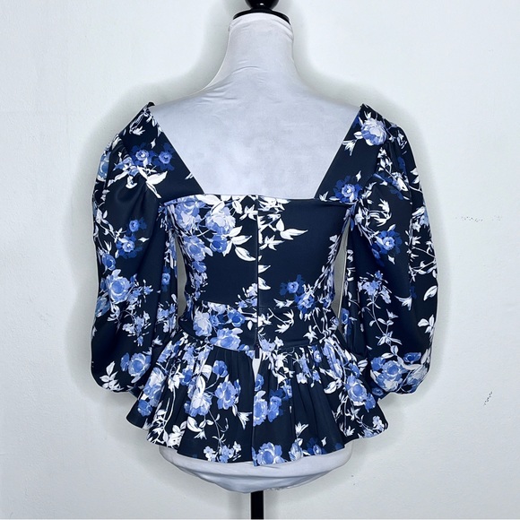 NWT Marciano Alexis Petal Pose Blue Floral Top Sz S - Picture 6 of 12